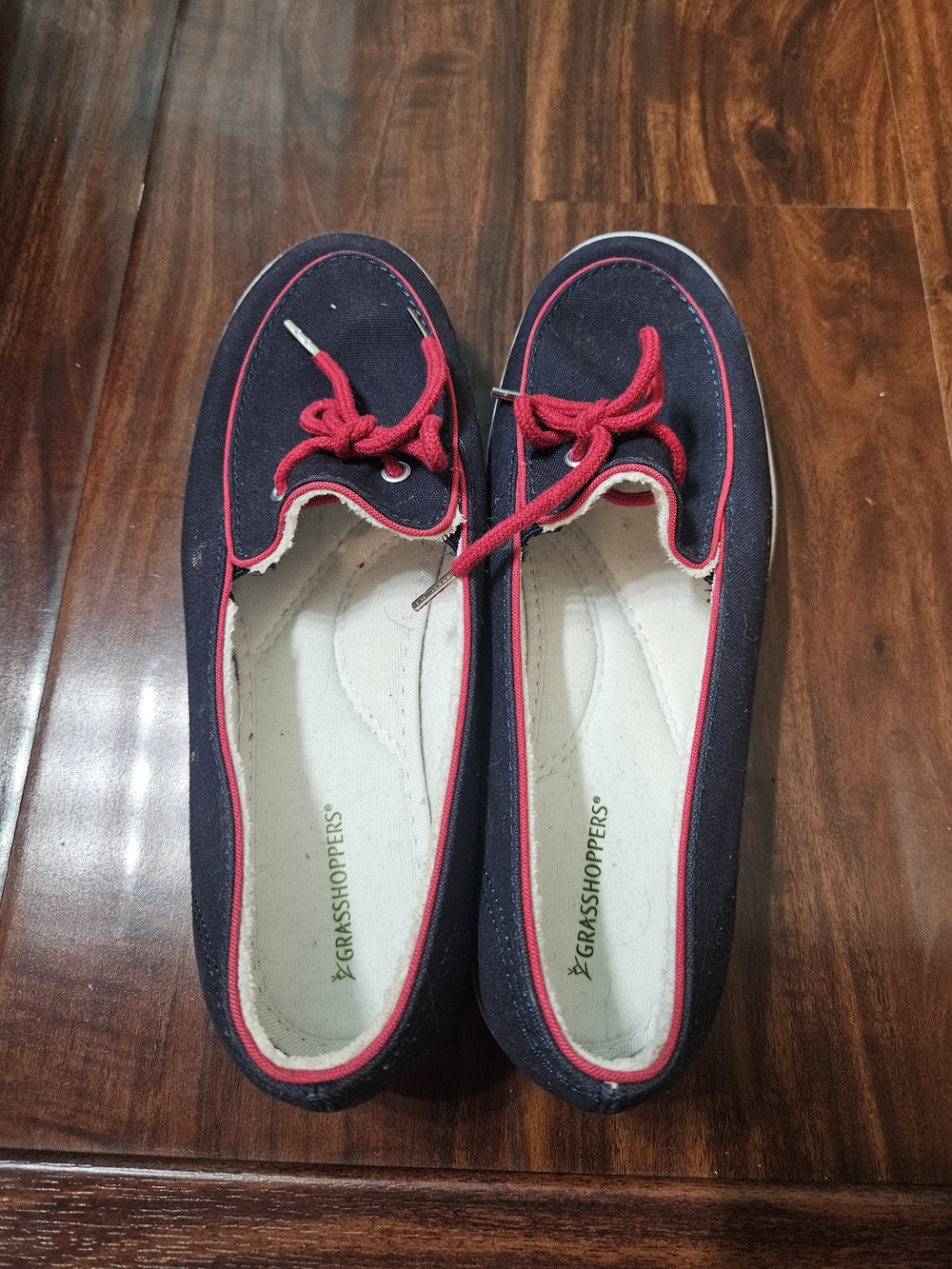 Grasshoppers Navy Canvas Flats with Red Trim